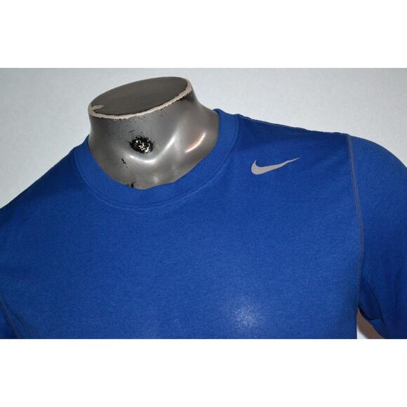 29166 Nike Gym Shirt Workout Blue Polyester Size Small Dri-Fit Mens - Picture 4 of 6